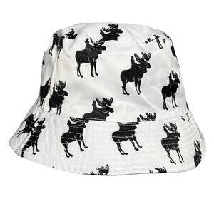 Reversible Bucket Hat Unisex One Size White & Black Y2K